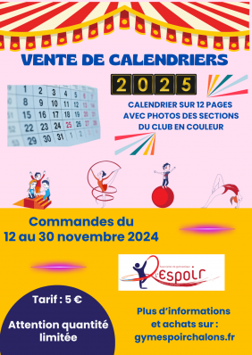 Vente de calendriers espoir 2025